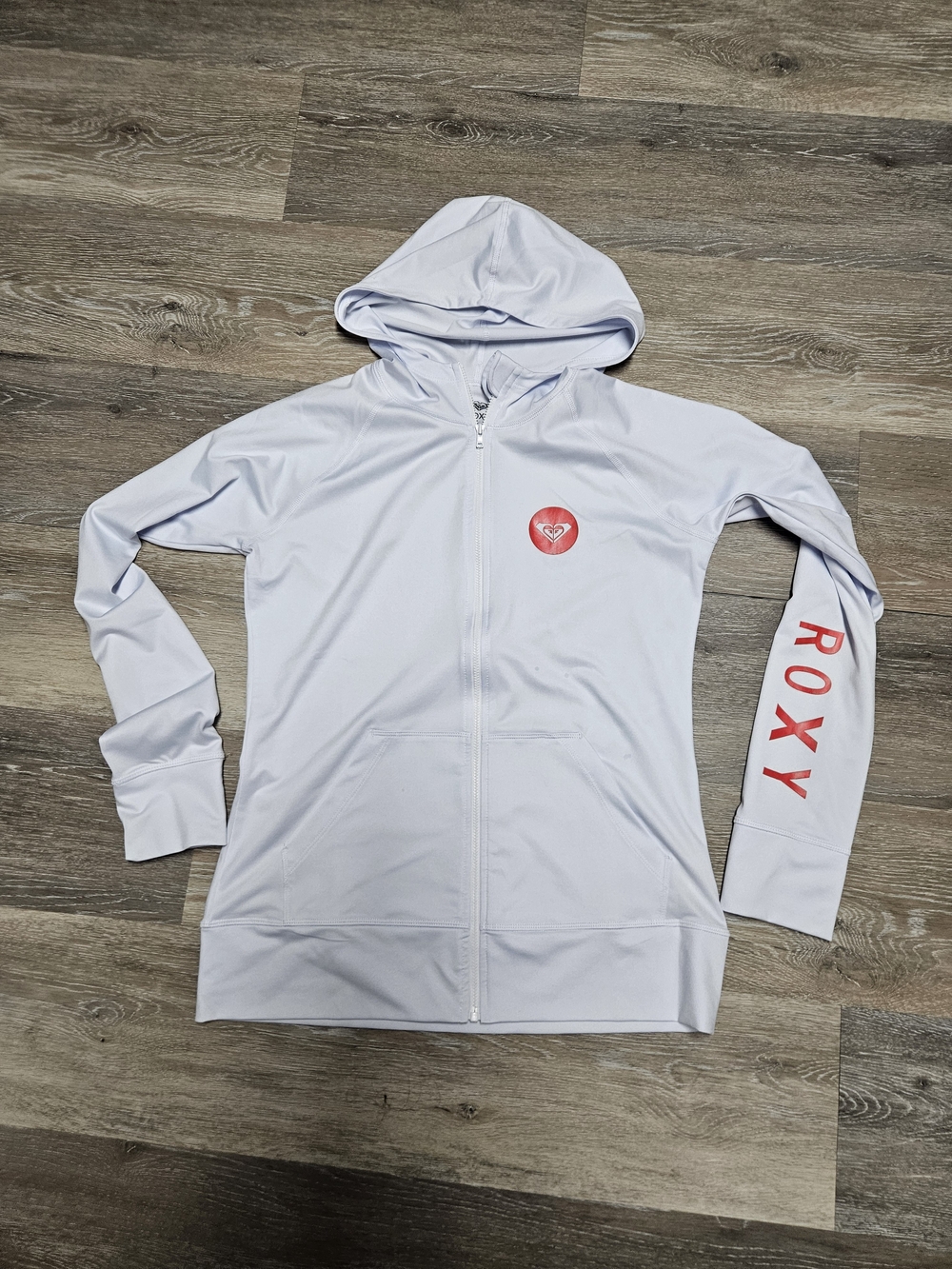 Roxy White Hooded Zip Jacket with Red Logo